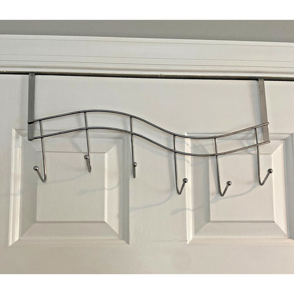 Over The Door 6-Hook Metal Towel and Coat Hanger, Set of 4, 18"L x 8.5"H - Picture 1 of 8